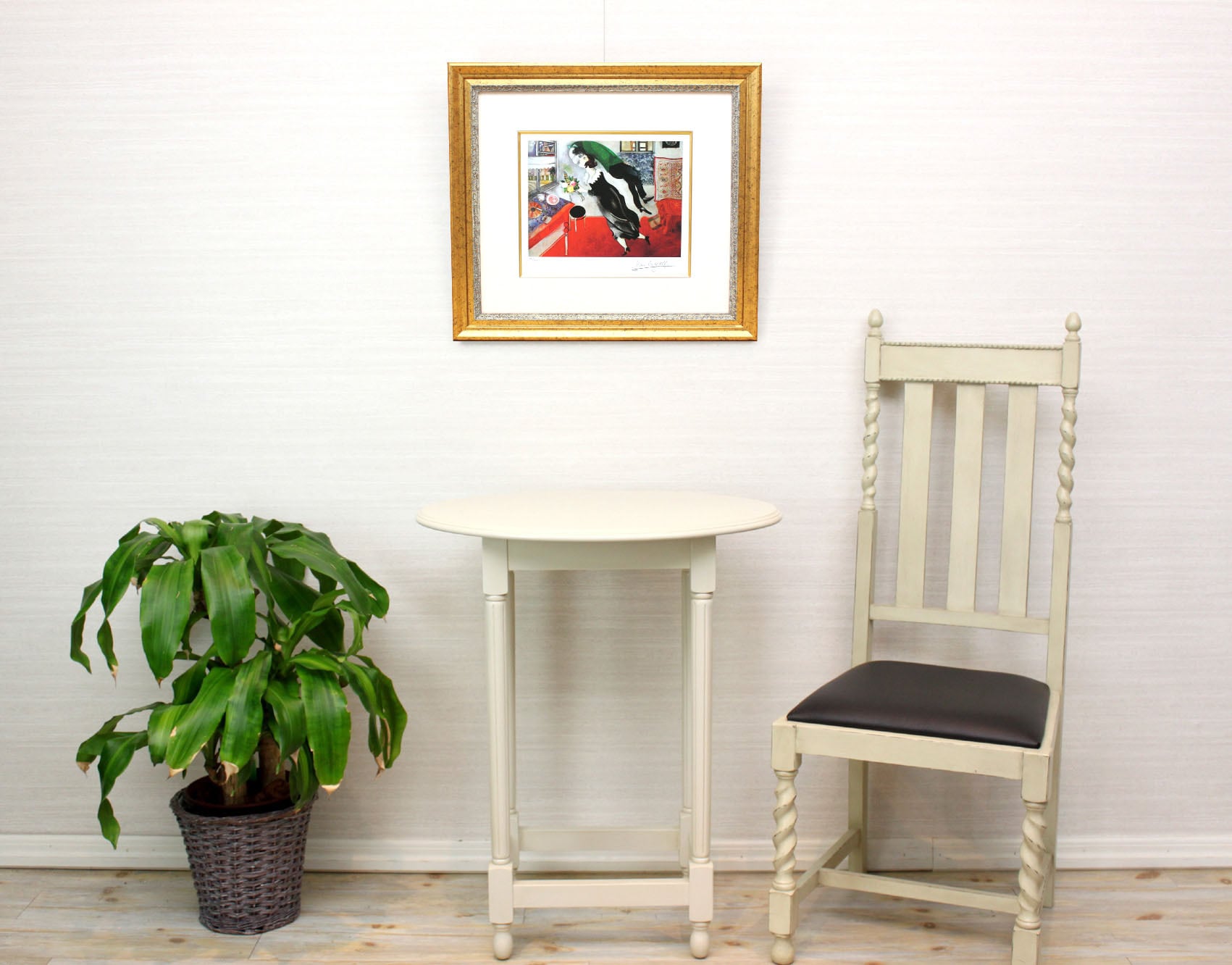 シャガール　油彩　肉筆『誕生日』表サイン　販売証明書　F6号　額装　b593 シャガール 油彩 肉筆『誕生日』表サイン 販売証明書 F6号 額装