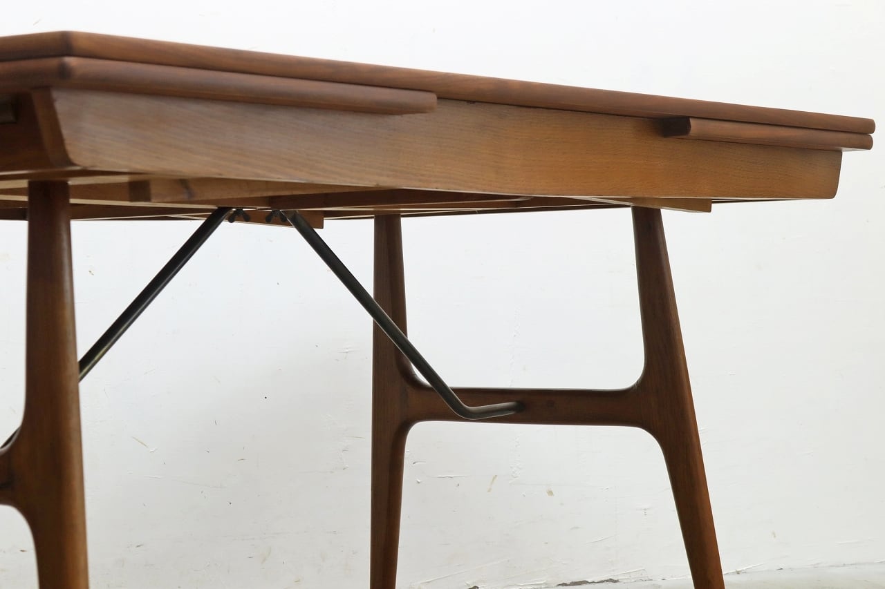 ヴィンテージ チーク材 エクステンション ダイニングテーブル 真鍮 伸長式 ヴィンテージ チーク材 エクステンション ダイニングテーブル