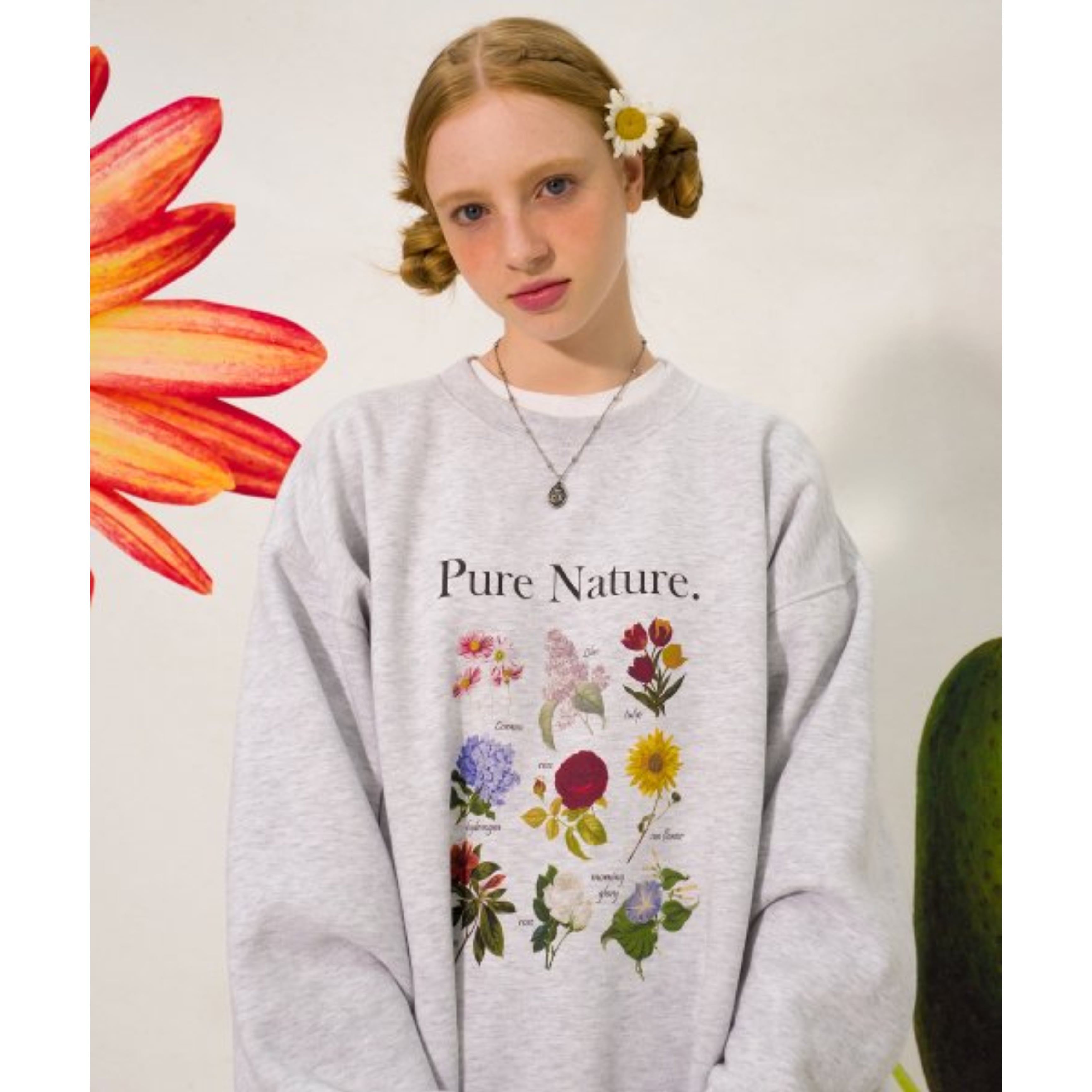 MAINBOOTH] Flower Dictionary Sweatshirt(CLOUD GRAY) 正規品 韓国