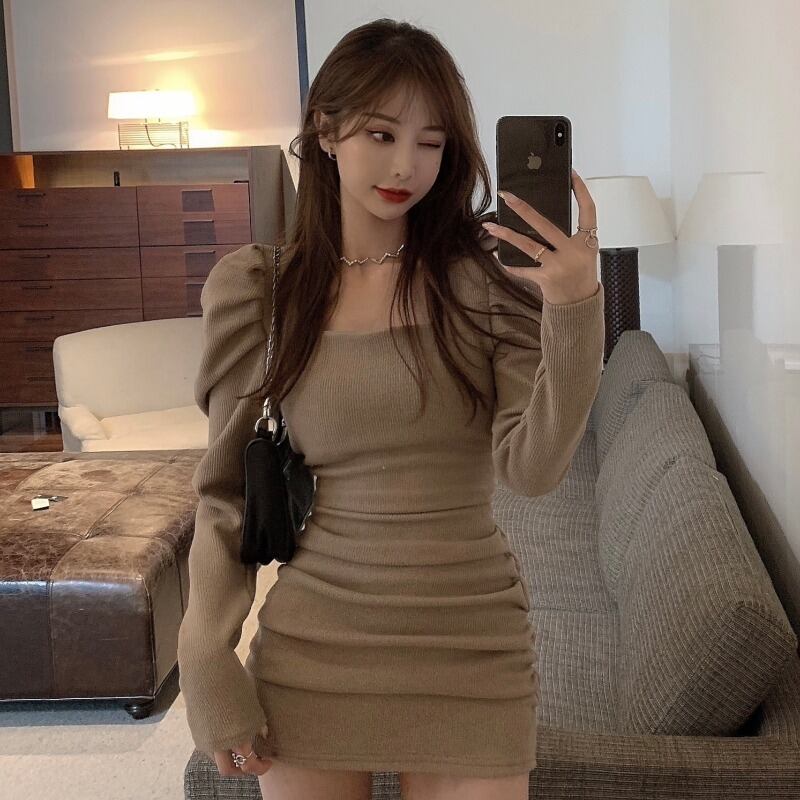 ニットドレス ブラックスカート スプリング ロング 春物 スクウェア YY-ファッション35075840764