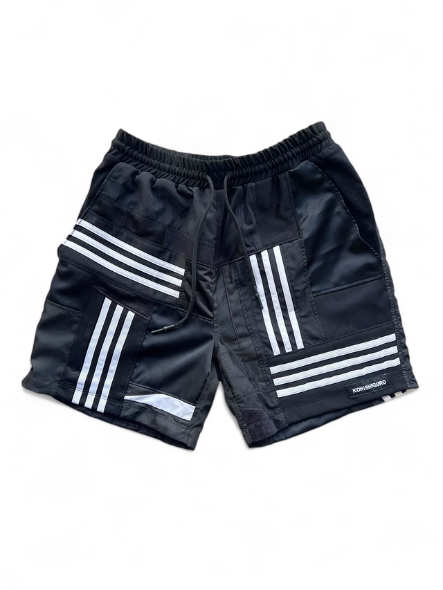 KOH ISHIGURO Upcycled Crazy Patchwork Short Pants -BLACK- Mens model