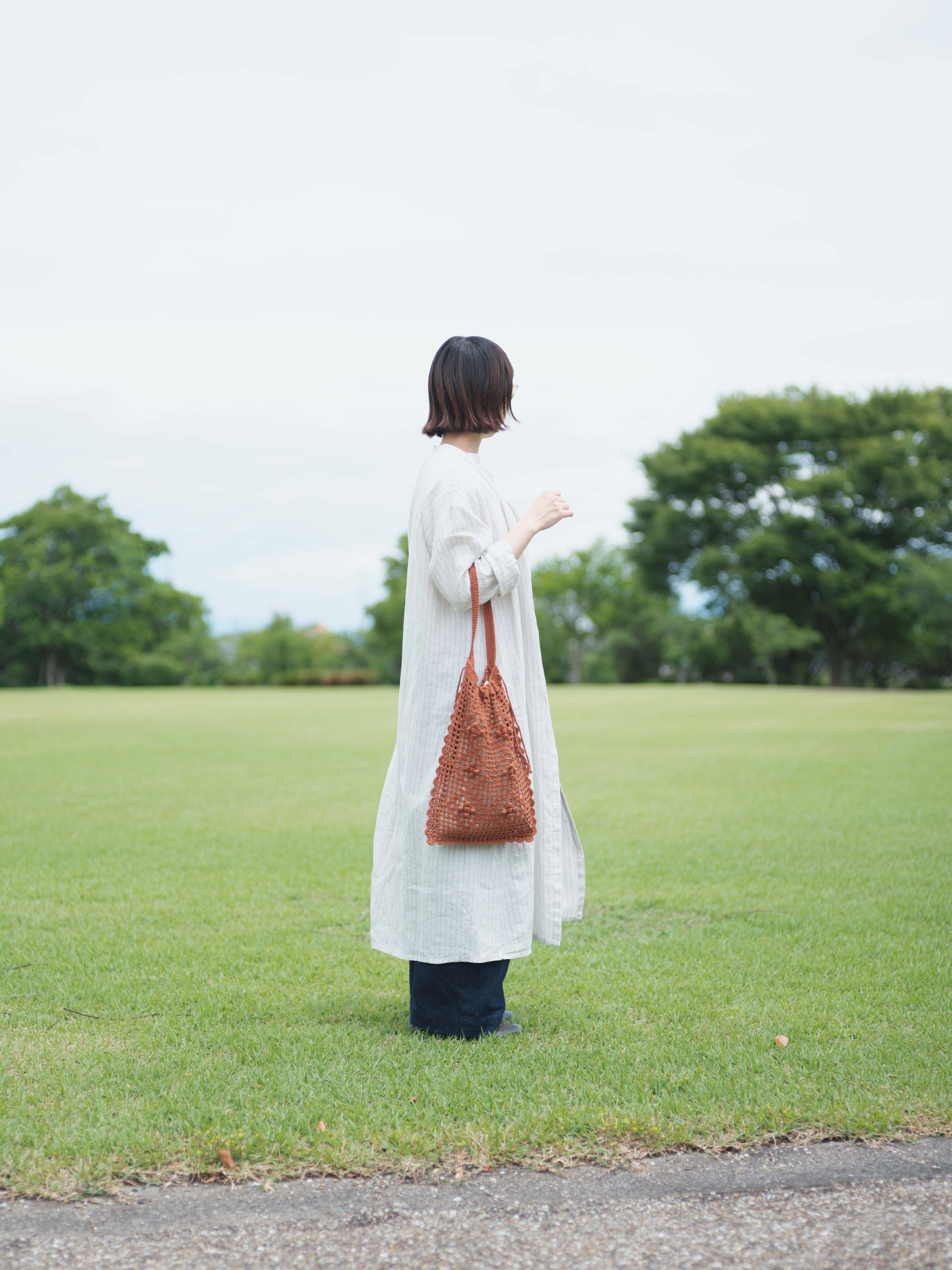 格子柄とスカラップの巾着トート｜大瀧理保子 さんコラボキット
