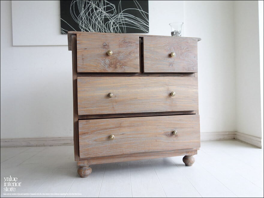 総無垢 チークチェストR80balq タンス 収納家具 整理タンス 箪笥 チーク材 天然木 手作り 銘木 無垢材 真鍮金物 エイジング 送料無料