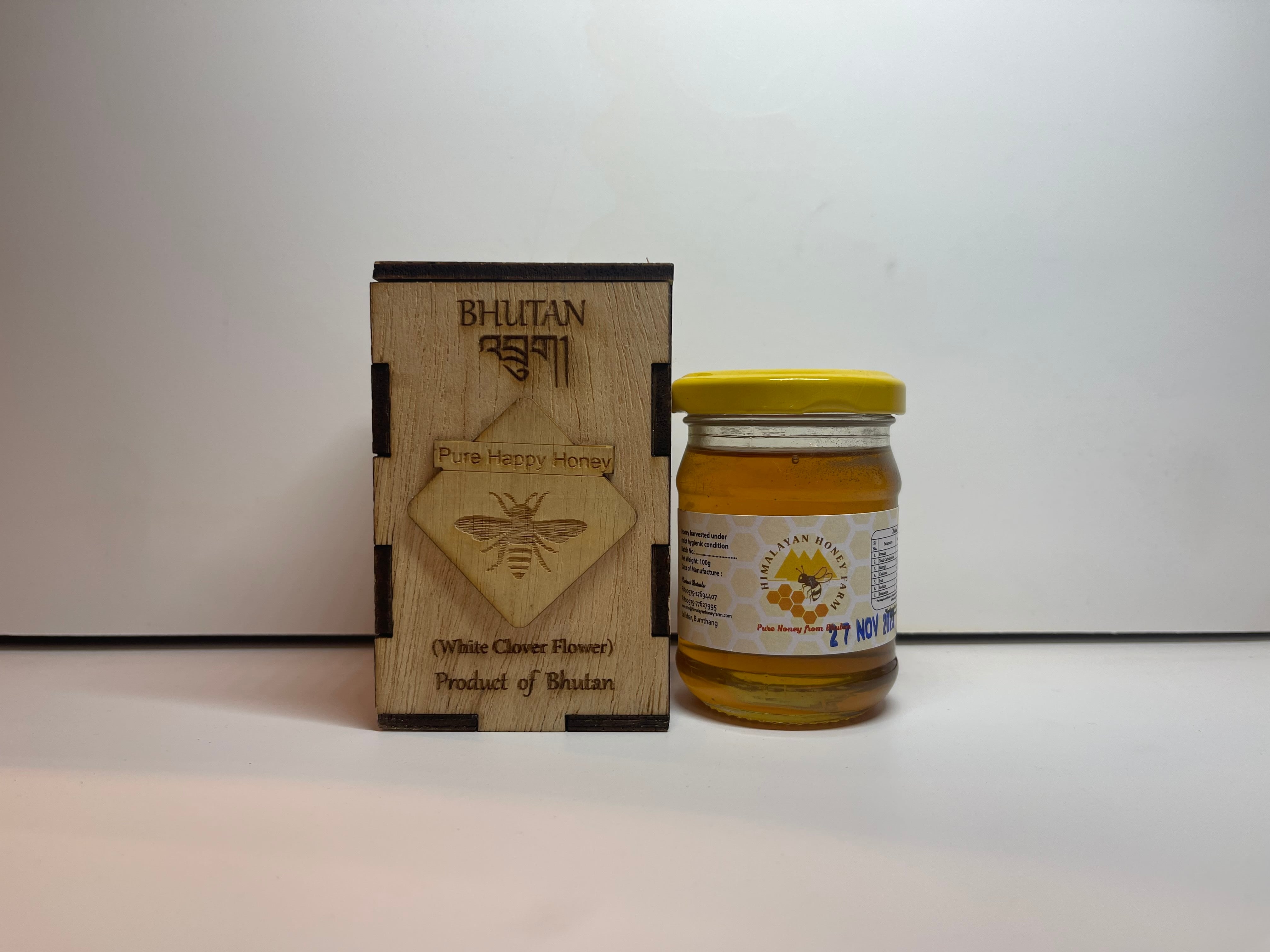 ブータン産はちみつ Pure Happy Honey ホワイトクローバー 100g 1瓶
