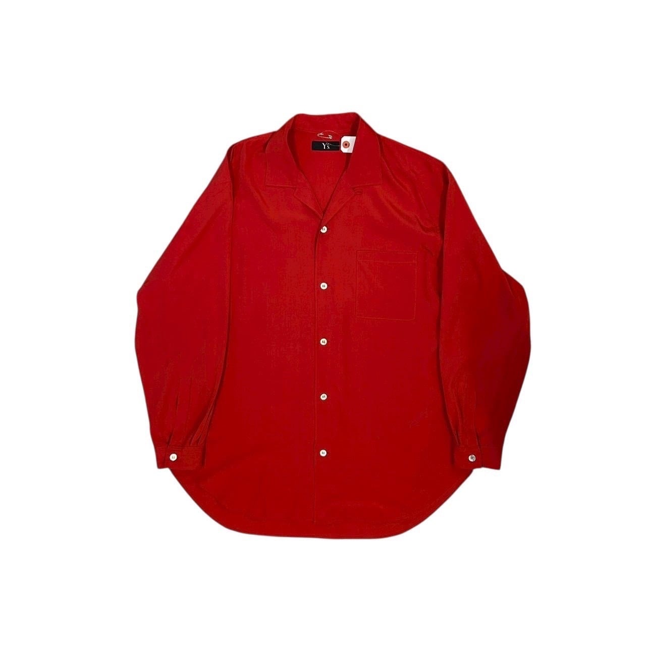 Y's” Red rayon/poly design L/S open collar shirt | Kissmet
