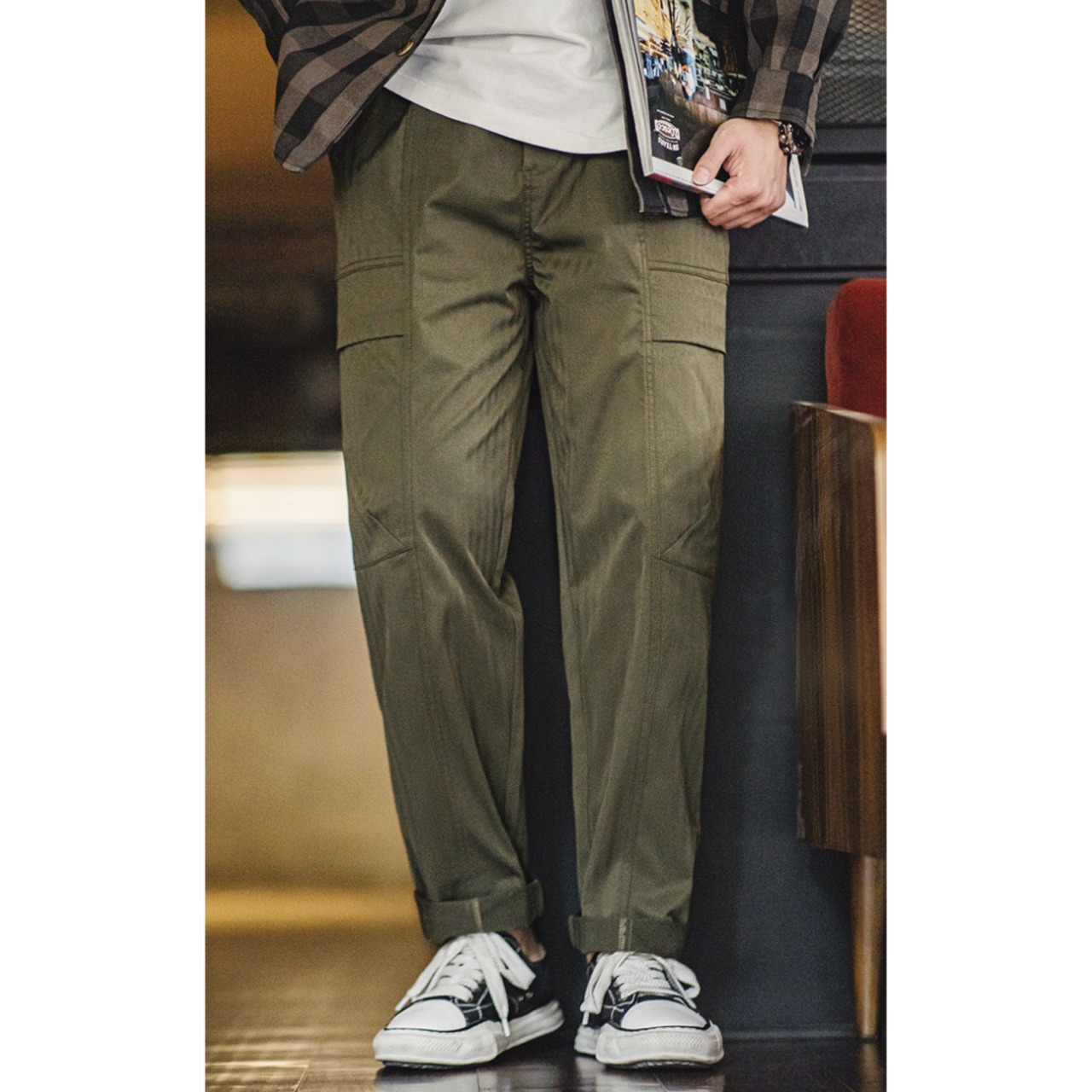 Full Length Cargo Pants with Side Pockets ◇2color H0198　