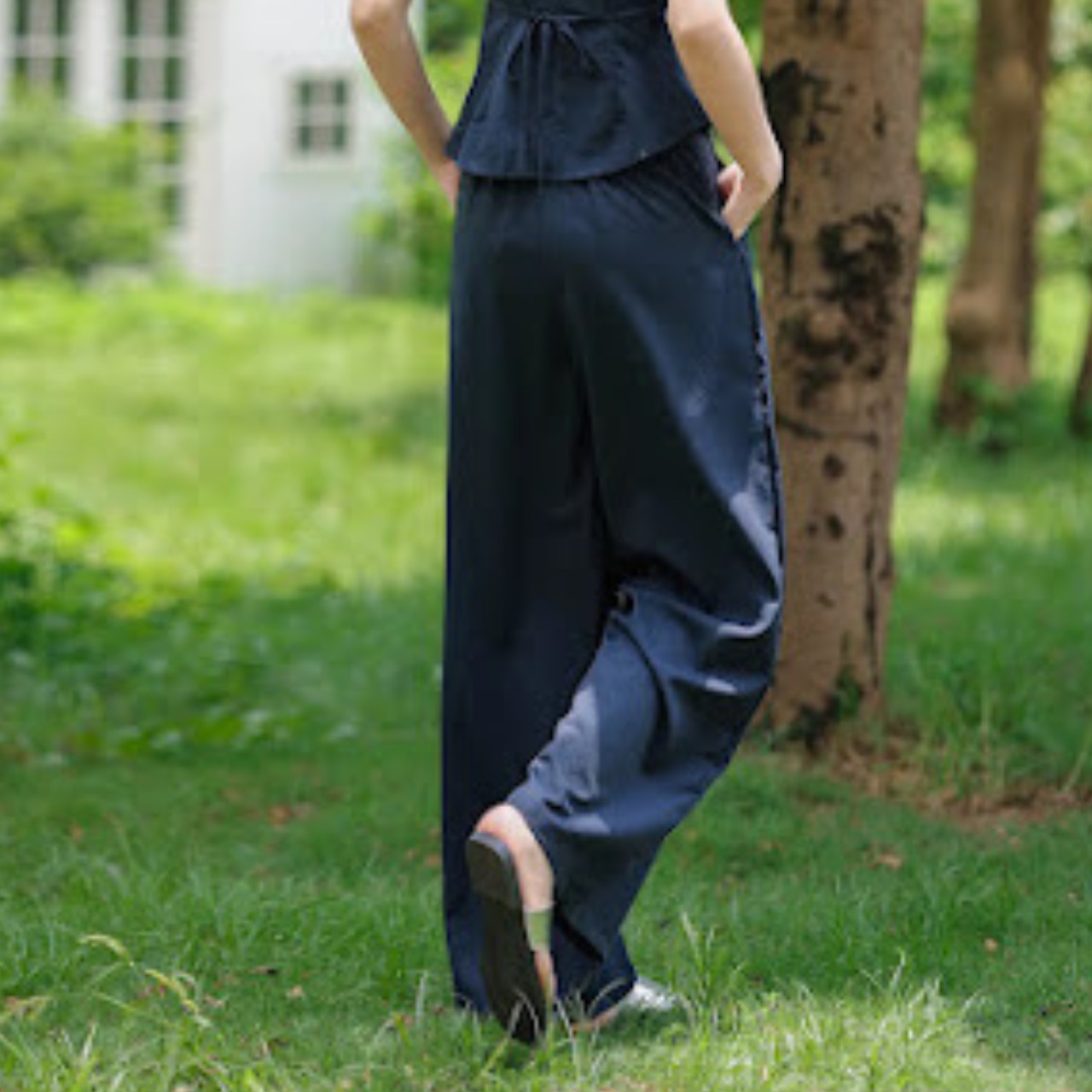 スクエアネック ノースリーブ ワイドレッグ ジャンプスーツ２点セット 　　 00056