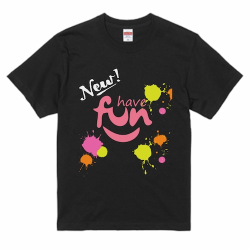 FunFun　ロゴ入りTシャツ　男女兼用  ブラック