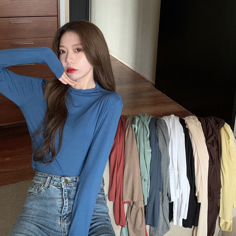 カラーシャツ レディースウィンタージャケット ソリッド スタイルTシャツ ロング 冬物 ソリッドカラー 試着室87893181134