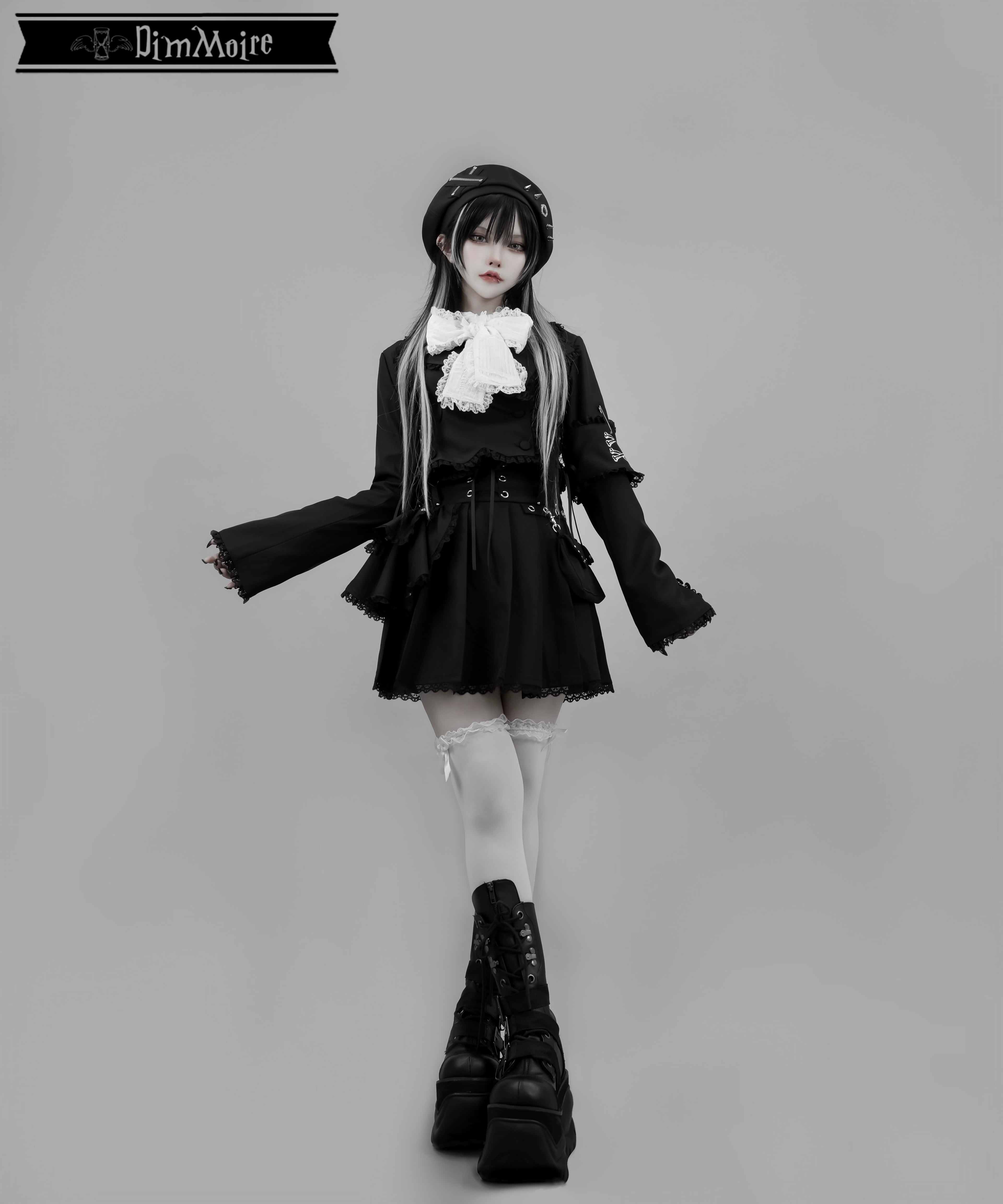 DimMoire 魅了のバックリボンジャケット ホワイト 魅了のバックリボンジャケット【Whiteチェック】 | DimMoire