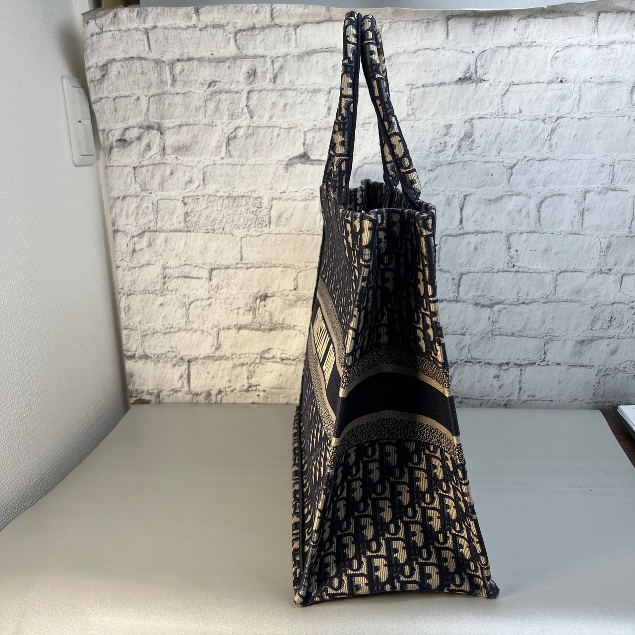 Christian Diorブックトート キャンバス トートバッグ ブルー A-10776