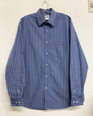 90sLacoste Cotton Broad Cloth Stripe Shirt/L