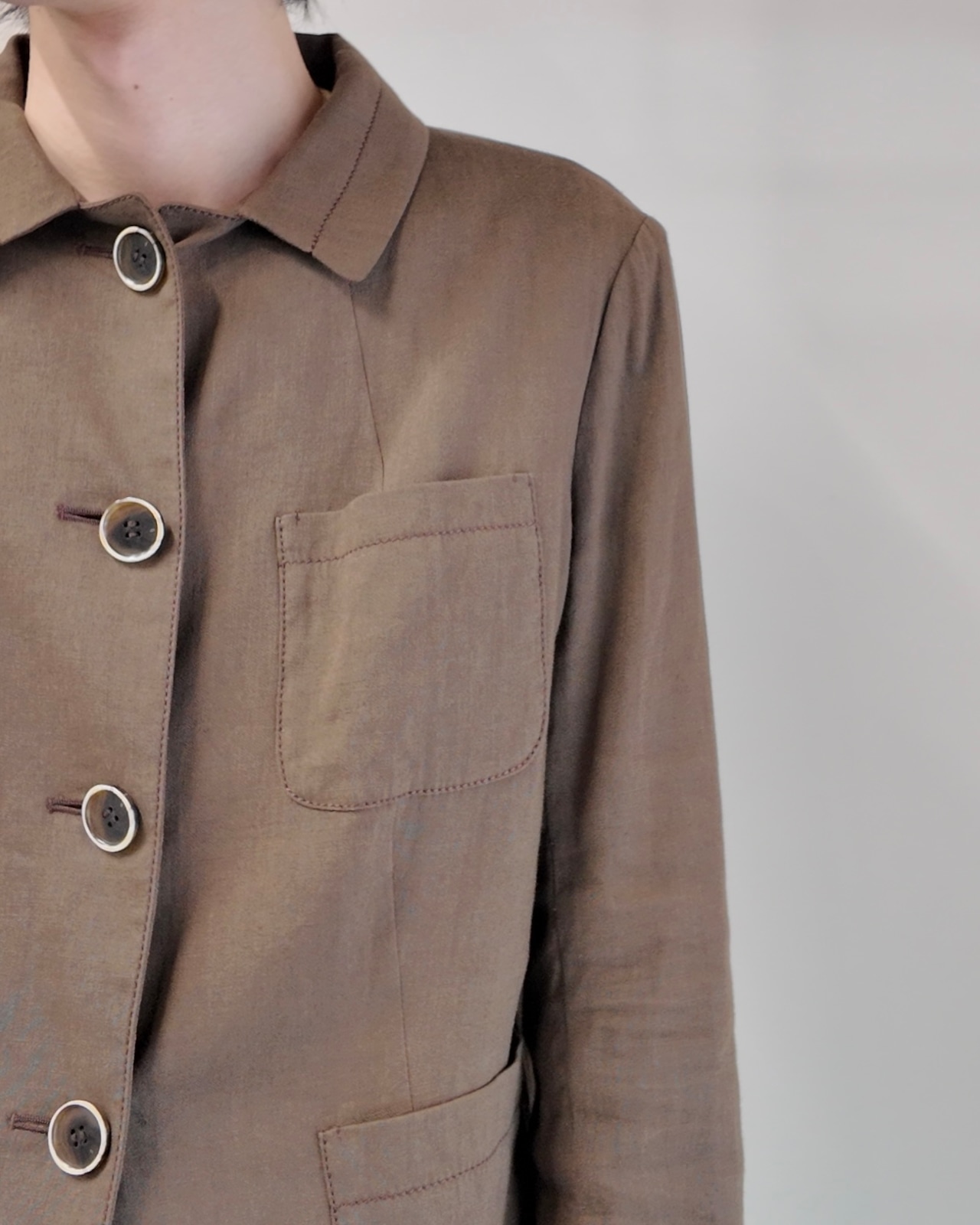 【DKNY】button up brown linen jacket