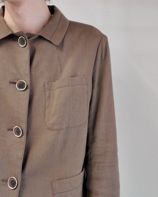 【DKNY】button up brown linen jacket