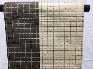 おしゃれ袋帯（ベージュとこげ茶、小格子）