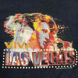 【Elvis Presley】プリント Tシャツ LAS VEGAS ラスベガス ロゴ 半袖 黒 音楽系 エルビスプレスリー ロックt バンドt  LARGE US古着