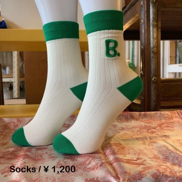 TOPANGA SOCKS  Lady's　　アルファベットソックス B.　グリーン