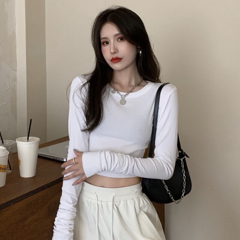 Tシャツ シャツ スリムショートハイウェストクロップドホワイトスプリングサマートップス ロング 春物 夏物 YY-ファッション77219124205