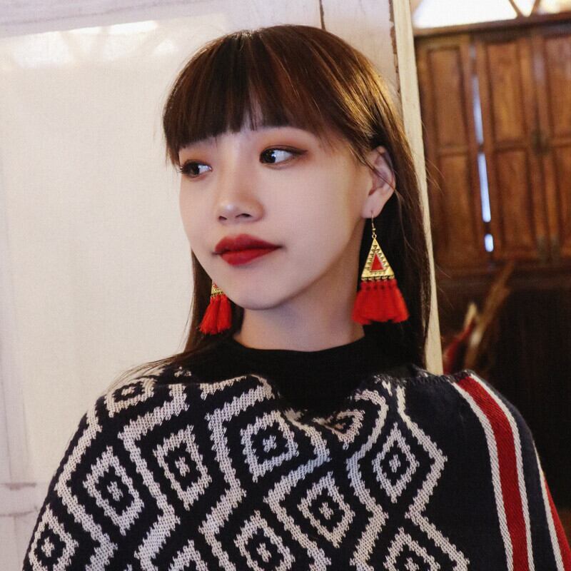 スタンダードエスニックスタイルロングイヤリング 薄手 レトロ 指輪 延命家ファッション6759487384