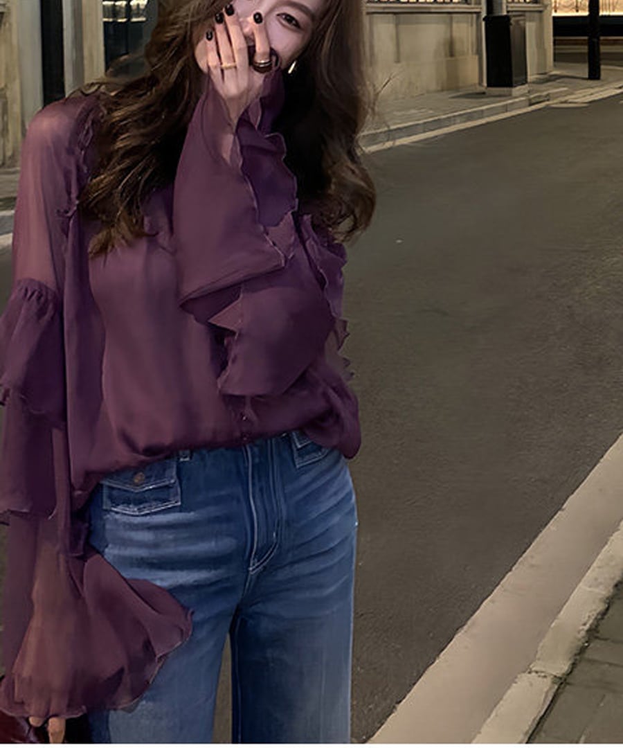 シースルー◆フレアスリーブブラウス【t-10680】