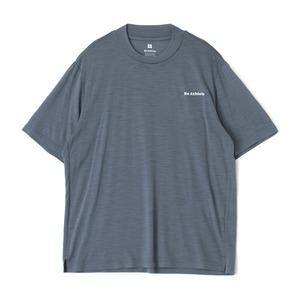 高機能ウール素材  short sleeve t-shirt　darkgray  logo　Ba24-014