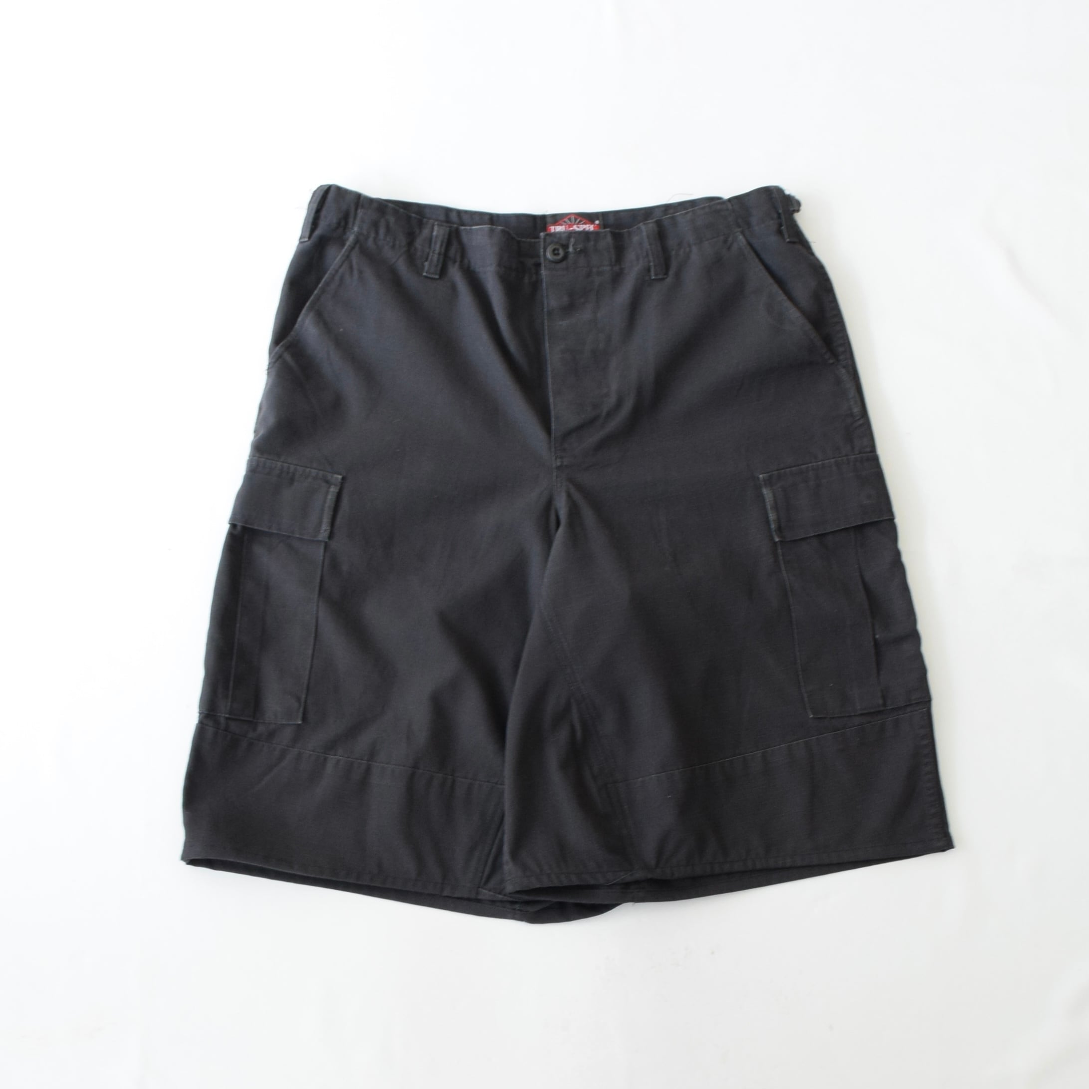 極太 バギーショーツ メンズ L ブラック ミリタリー ショートパンツ