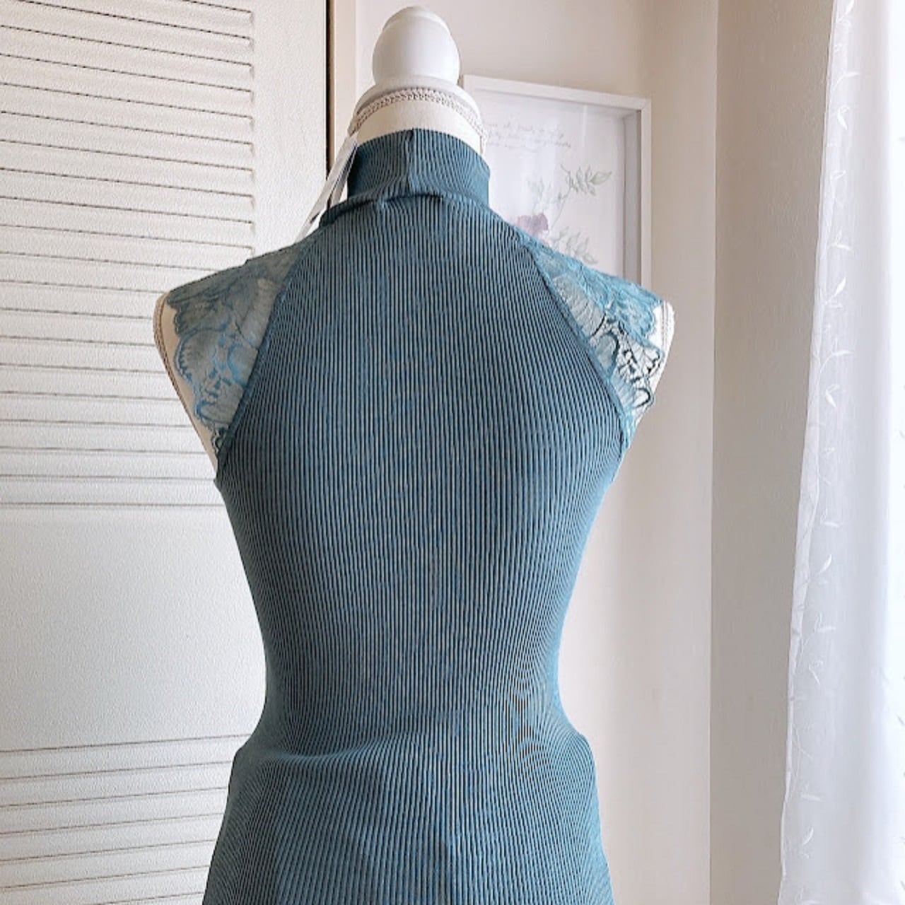 Oscalitoオスカリート リバーレースハイネックトップス ウールシルク サイズ4(L~2L)(11~13号)7611