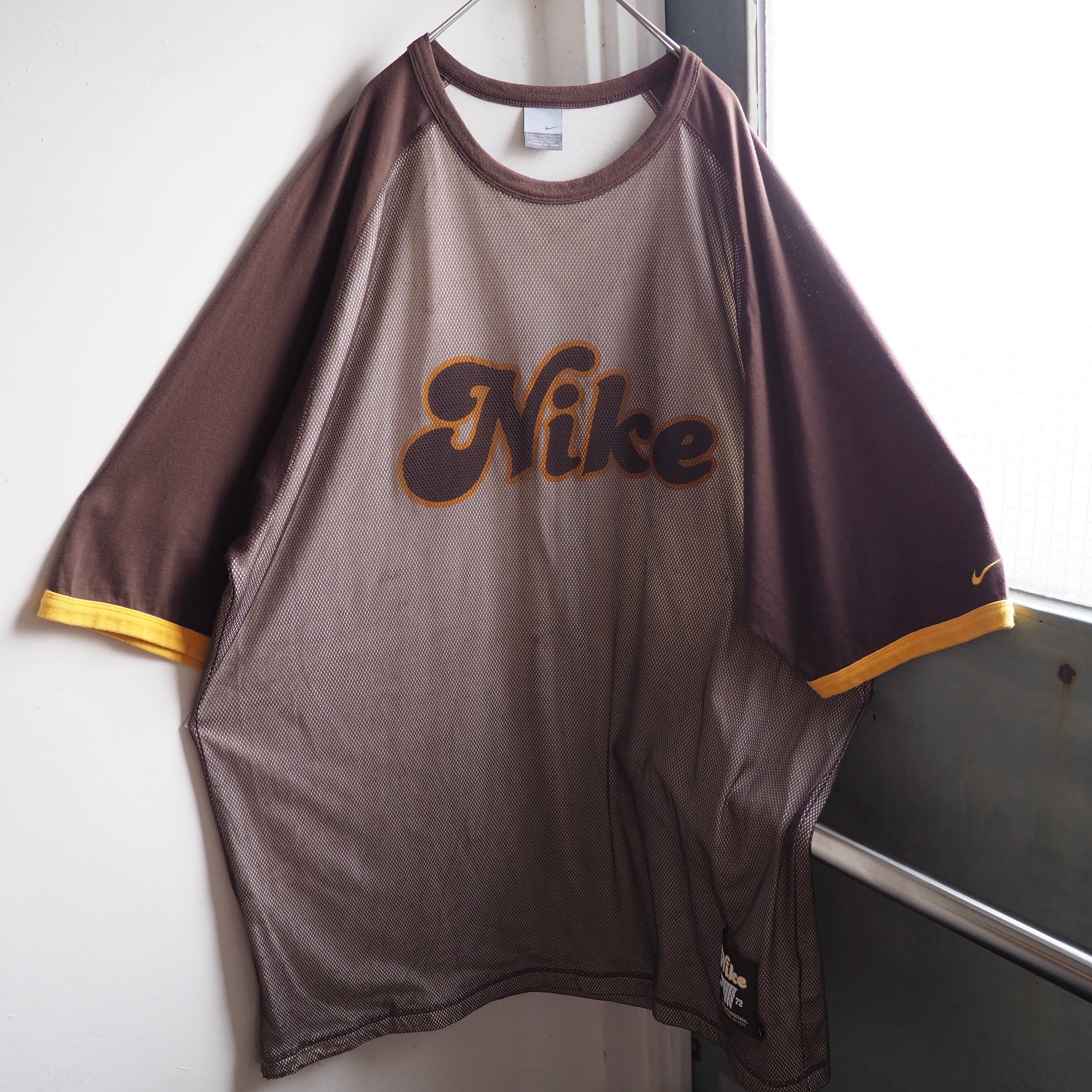 2000s ” NIKE ” Switching mesh Design loose silhouette raglan sleeves Tee