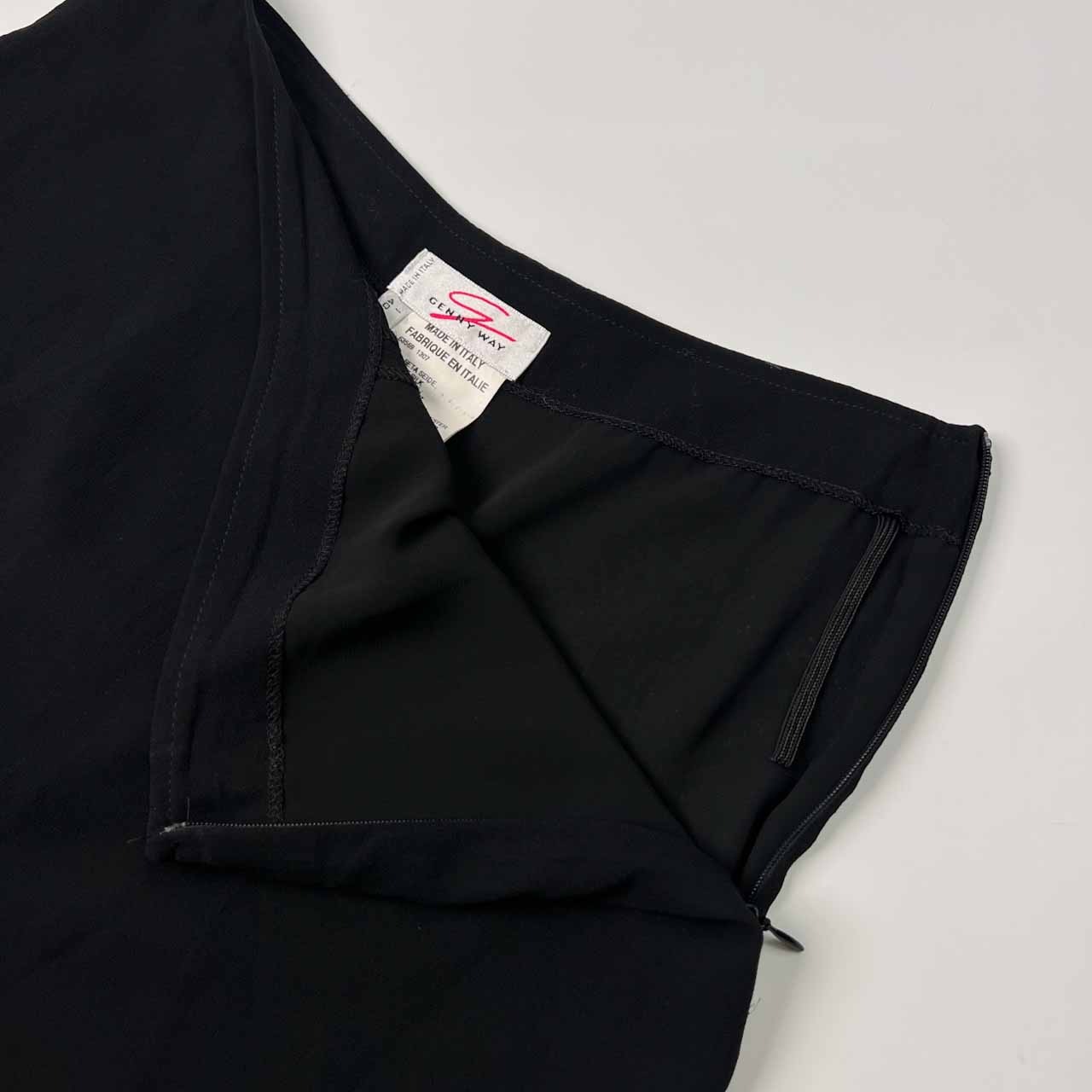 イタリア製 シルク100% GENNY WAY ジェニーウェイ シフォン フレア スカート 40 /ブラック/絹100%