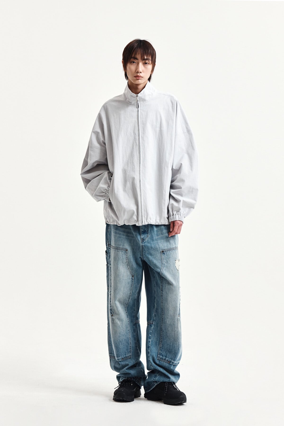 Matin Kim] BACK LOGO HIGH NECK JUMPER IN LIGHT GREY 正規品 韓国