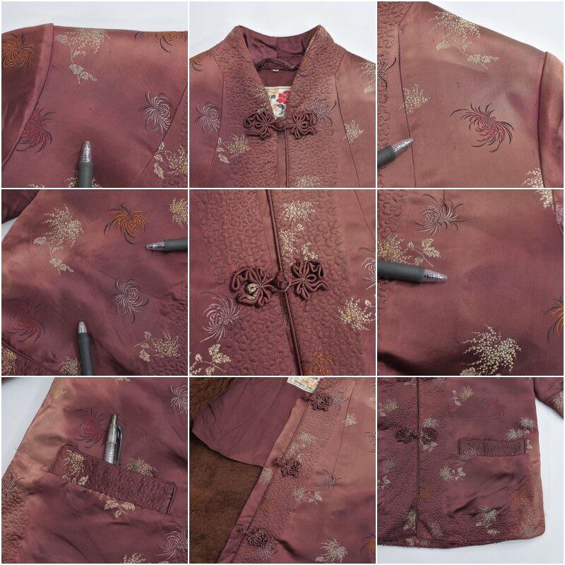 60s 上海製 Peony BRAND 牡丹牌 シルクブロケード ボアライナー 菊刺繍 60s 上海製 Peony BRAND 牡丹牌 シルクブロケード ボアライナー 菊刺繍