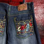 COOGI Hip Hop デニムショーツ 刺繍 ブルー W36 クージー