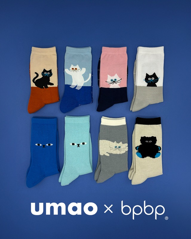【UMAO】SOCKS  FLUFFY CAT & APPLE ふわふわの白猫と林檎 ソックス