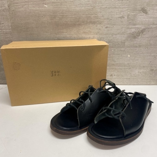 SUNSEA サンシー 15SS Cut Off Lace-up Shoes Black レースアップ レザーサンダル ブラック 27cm【中目黒B04】