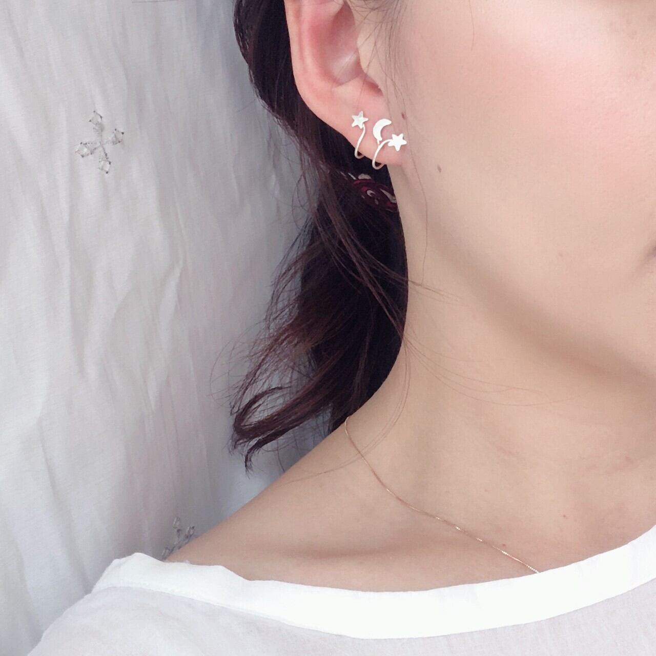s925 ミニ星×月シルバーイヤーカフ | vivid market
