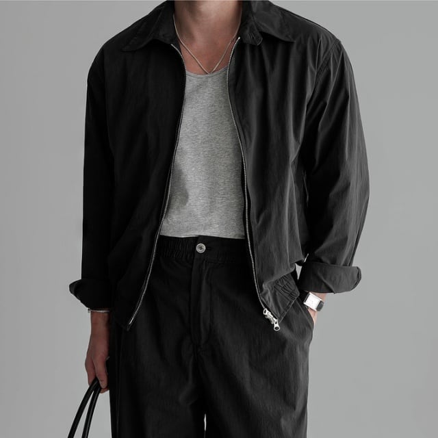 【予約販売】ブルゾン メンズ 無地 ブラック ブラウン カーキ ジップアップ ショート丈 ジャケット シンプル 防寒 お洒落 こなれ感 ベーシック 秋冬 M/L/XL