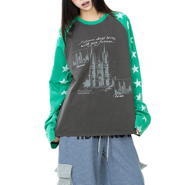 スターパターンラグランアートTシャツ 2col R02480