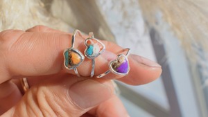 Orange copper heart turquoise ring《silver925》【受注製作】