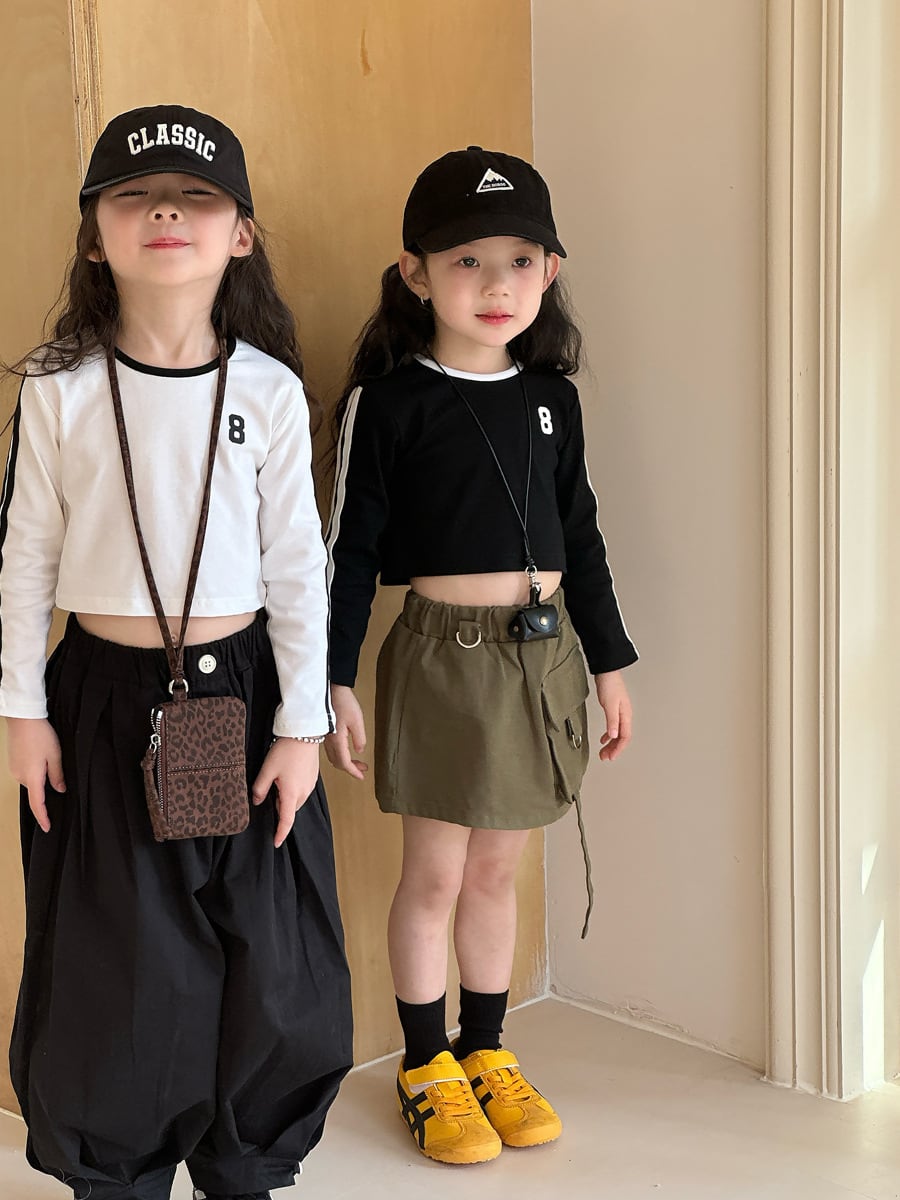 8サイドラインショート丈Tシャツ