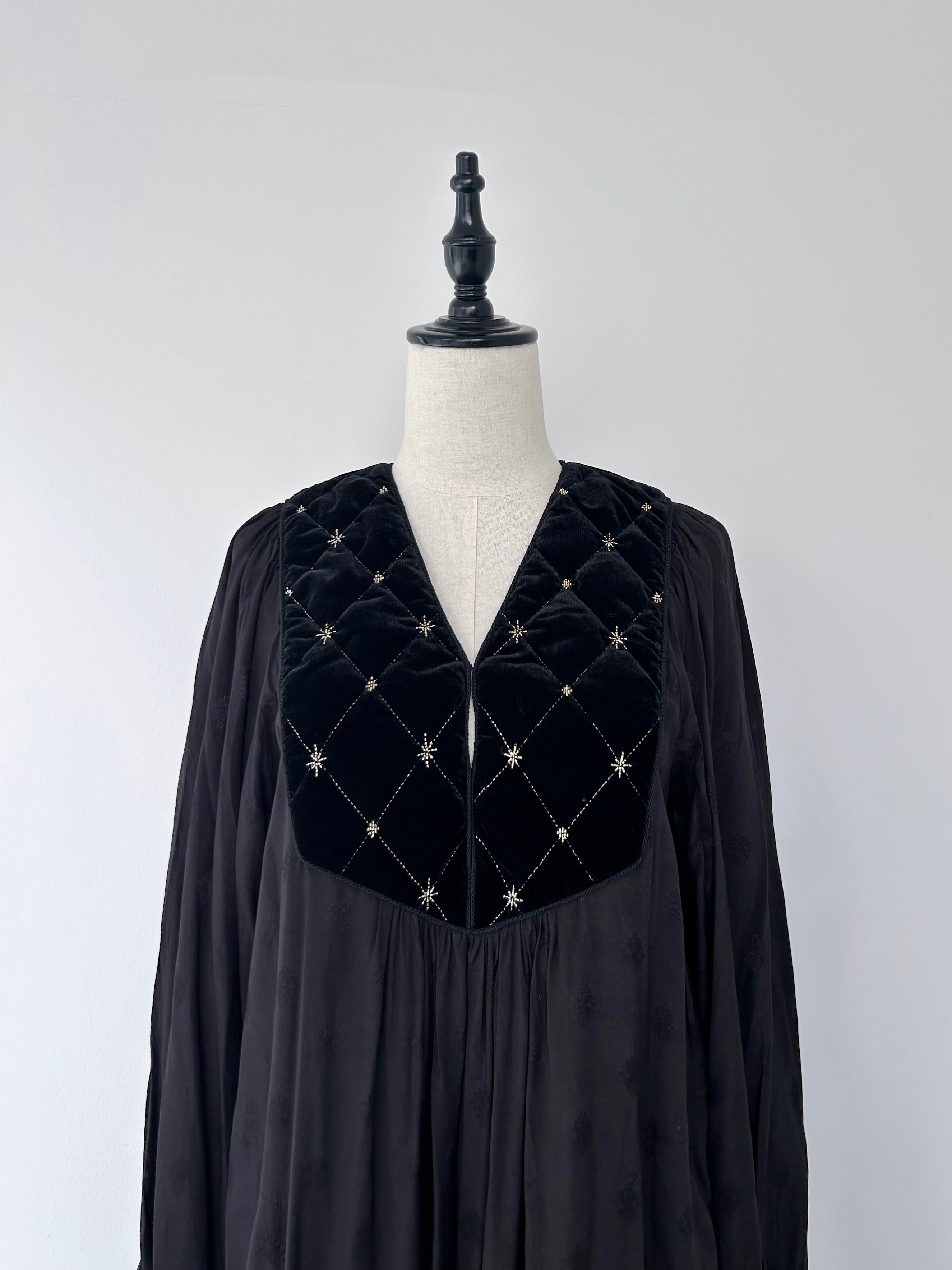 Sara Mallika Velvet Beads Embroidery Dress | KOKO