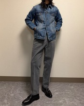 【腰高設計】ハイウエストストレッチテーパードパンツ