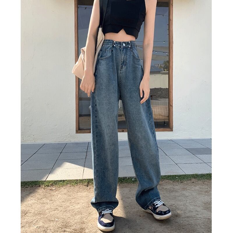 薄手ジーンズ レディーススタンダードルーズパンツ レトロ 萌量不足76031210891