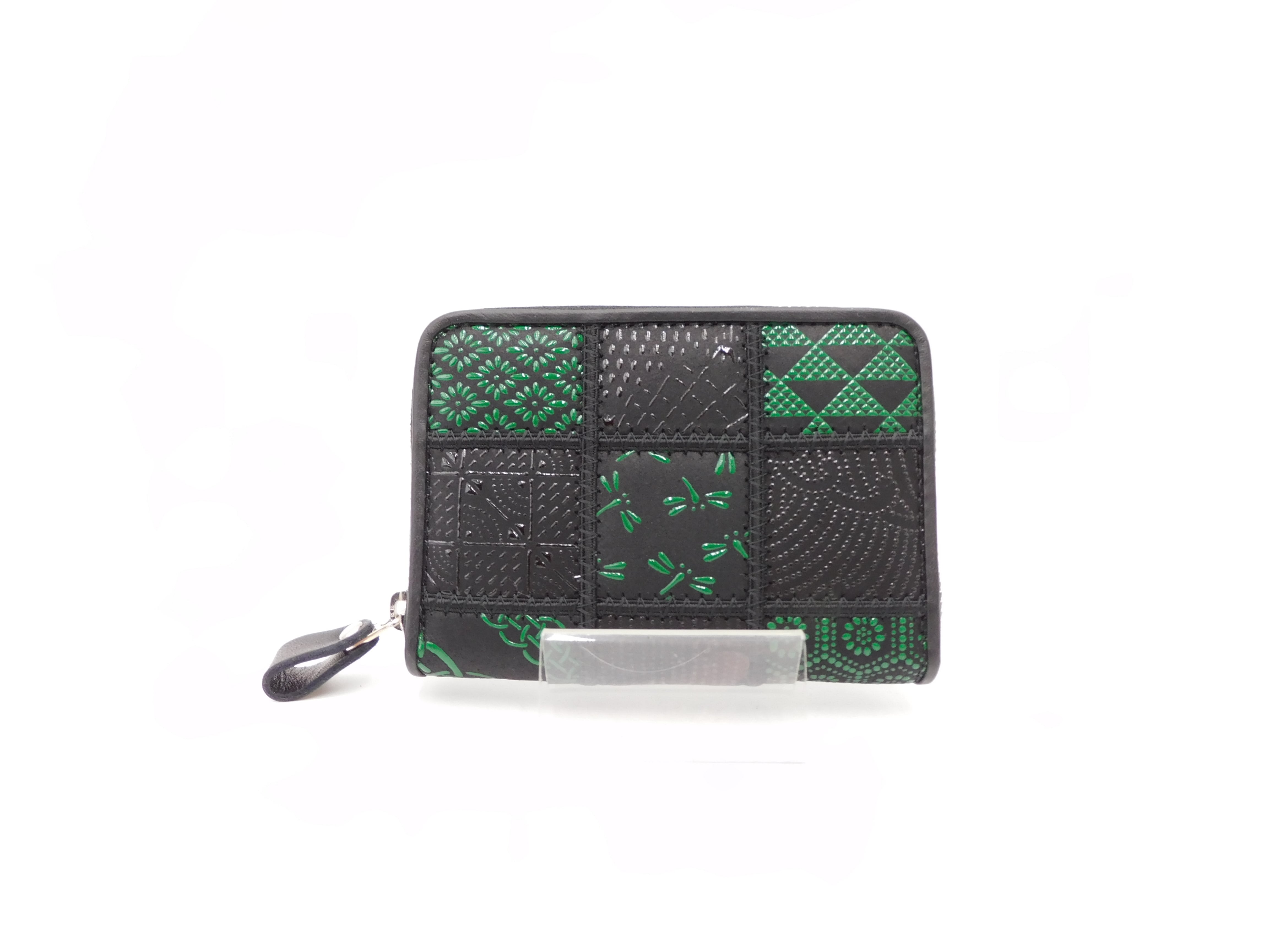 パッチワーク印傳 ファスナー小銭入 グリーン