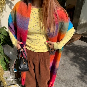 Large color checked scarf 2litr06080