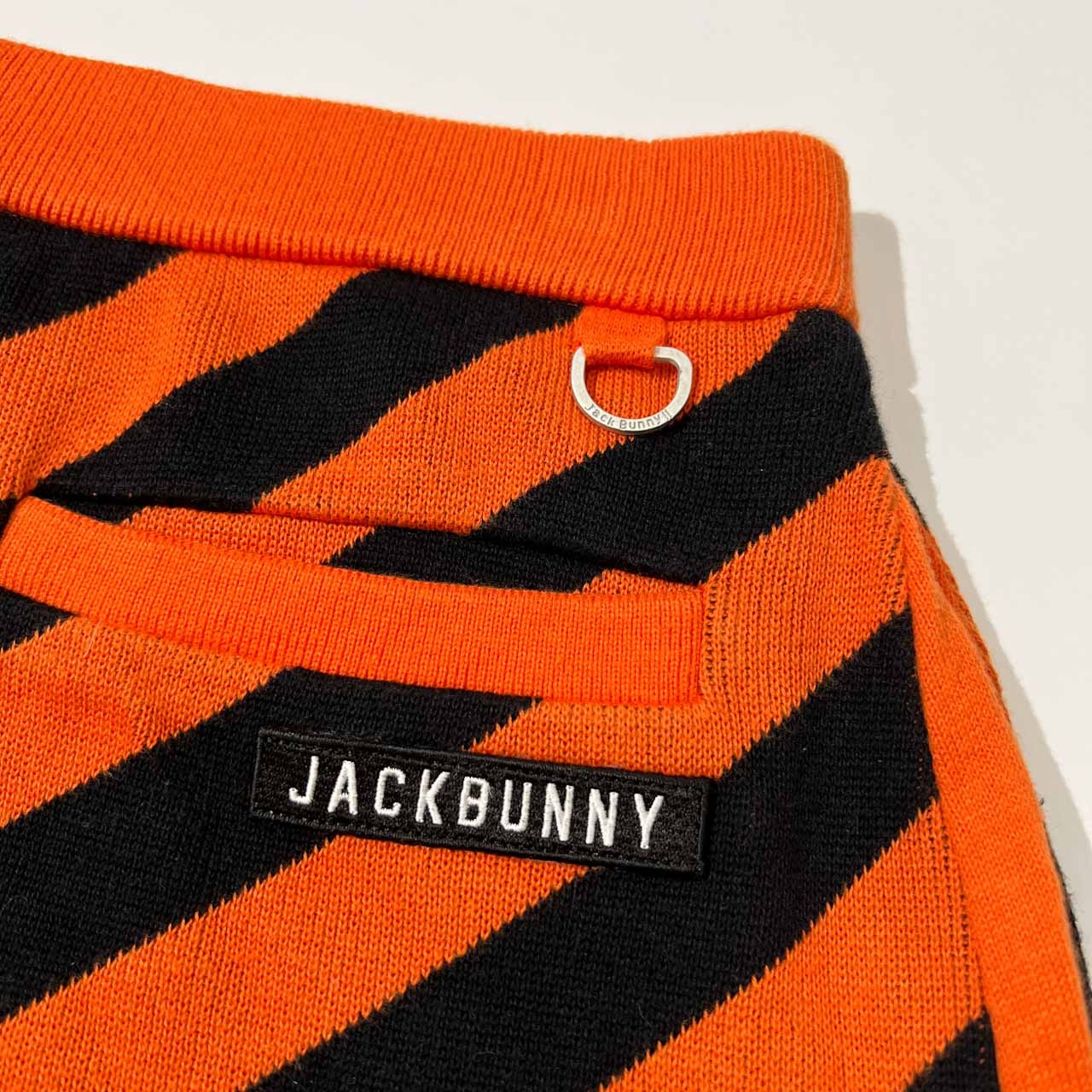 Jack Bunny!! ジャックバニー 斜めボーダー柄 セットアップ コットンニット セーター & ミニスカート 1 /オレンジ/ゴルフ/上下セット/レディース