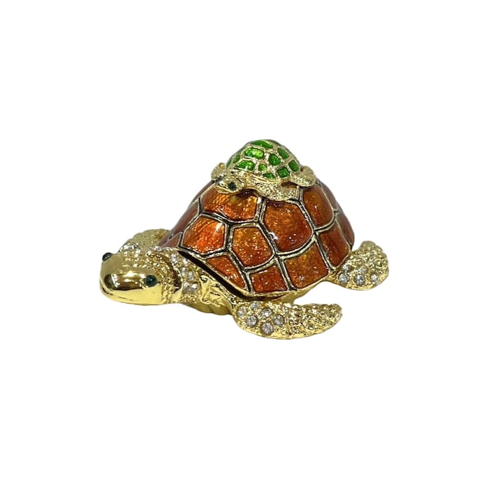 亀 675 エナメルボックス グリーン ジュエリーボックス