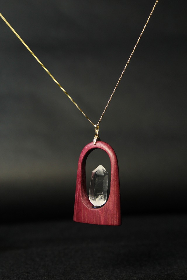 【124】宮崎クリスタル パープルハートペンダント