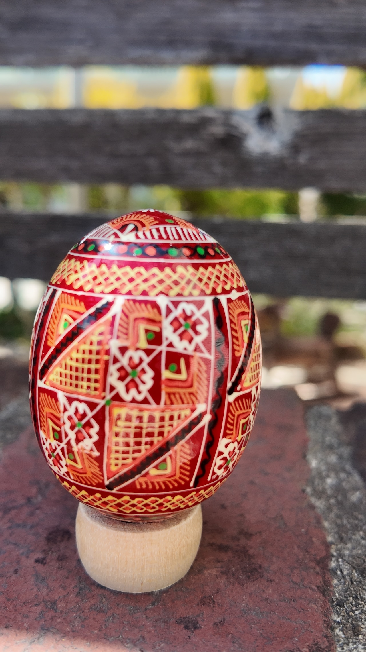 装飾用木製プィサンカ（イースターエッグ）with stand　コロミヤモデル - 2
