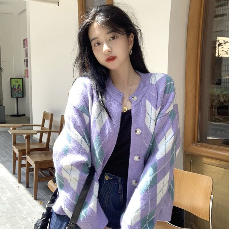 セーター コート スプリングオータムルーズスタンダードニットカーディガン レトロ 春物 秋物 試着室87942372474