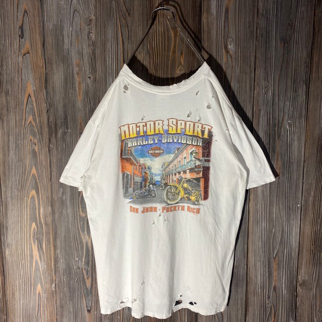 ［HARLEY DAVIDSON］PUERTO RICO damaged T shirt